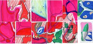 week 11 – 100 dagen kliederen – papier, karton, potlood, stift, acrylverf fineliner, balpen – Suzanne Bodde 2016