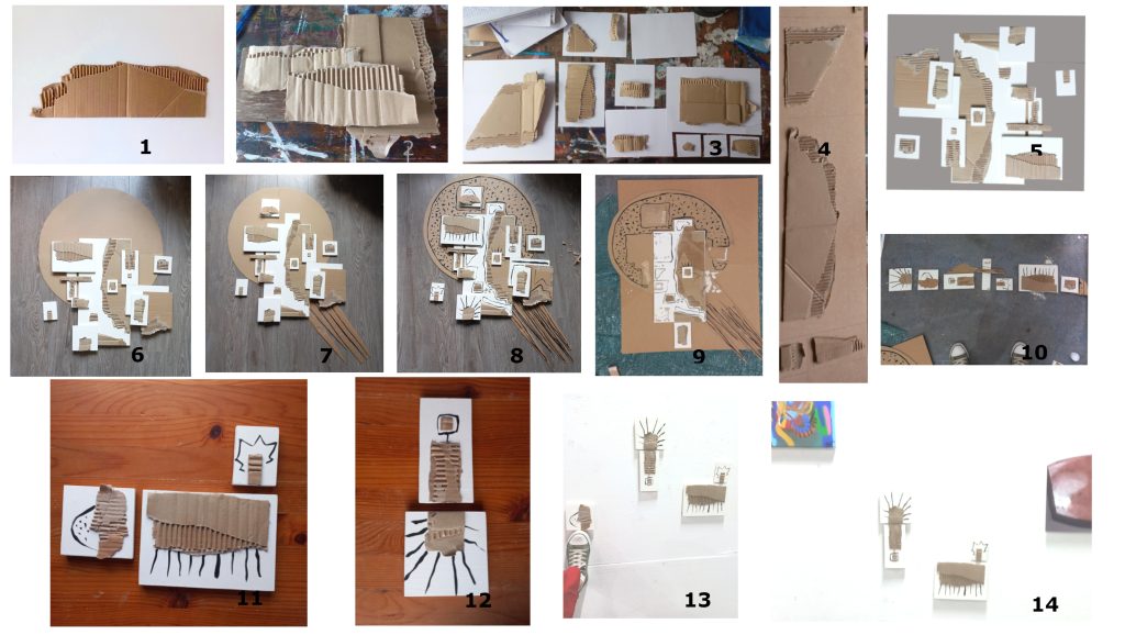 Nieuwe werken, collages gemaakt, hier het werkproces